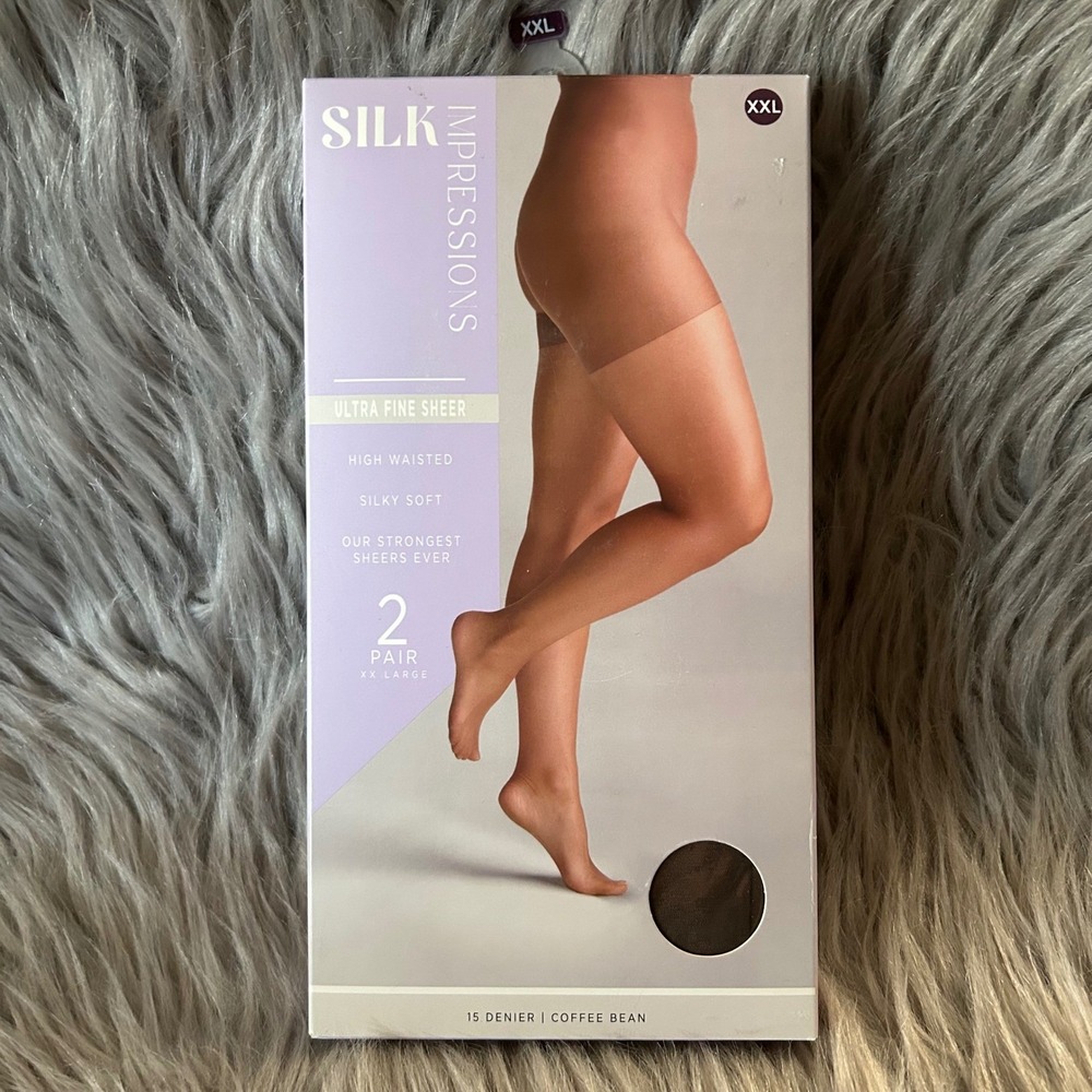 Silk Impressions Ultra Fine Sheer Tights Womens Size‎ XXL Coffee Bean High Waist